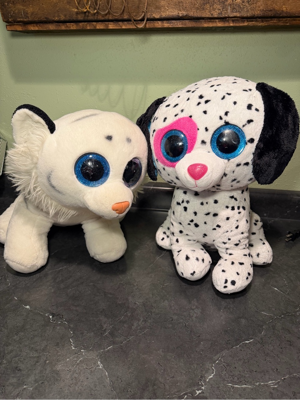 Ty Beanie Boos Tundra White Tiger and Maddie Dalmatian Plush Set